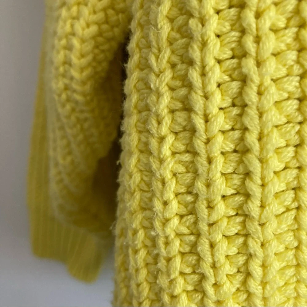 Free People Swim Too Deep Oversized Turtleneck Sweater in Lemon Love 🍋, Sz L - Picture 12 of 16